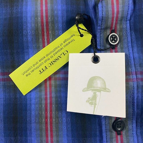 NWT Robert Graham Boomer Shirt Mens XS Classic Fit Blue Red Plaid Check Cotton - Picture 6 of 14